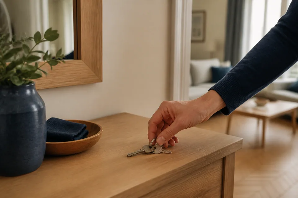 Clés déposées dans un intérieur chaleureux