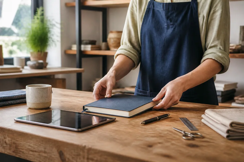 Professionnelle préparant son espace de travail